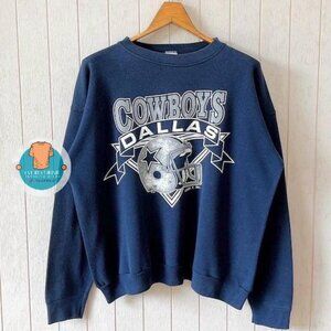 Dallas Cowboys Vintage Cowboys NFL Sweatshirt Vintage Made In USA navy y2k